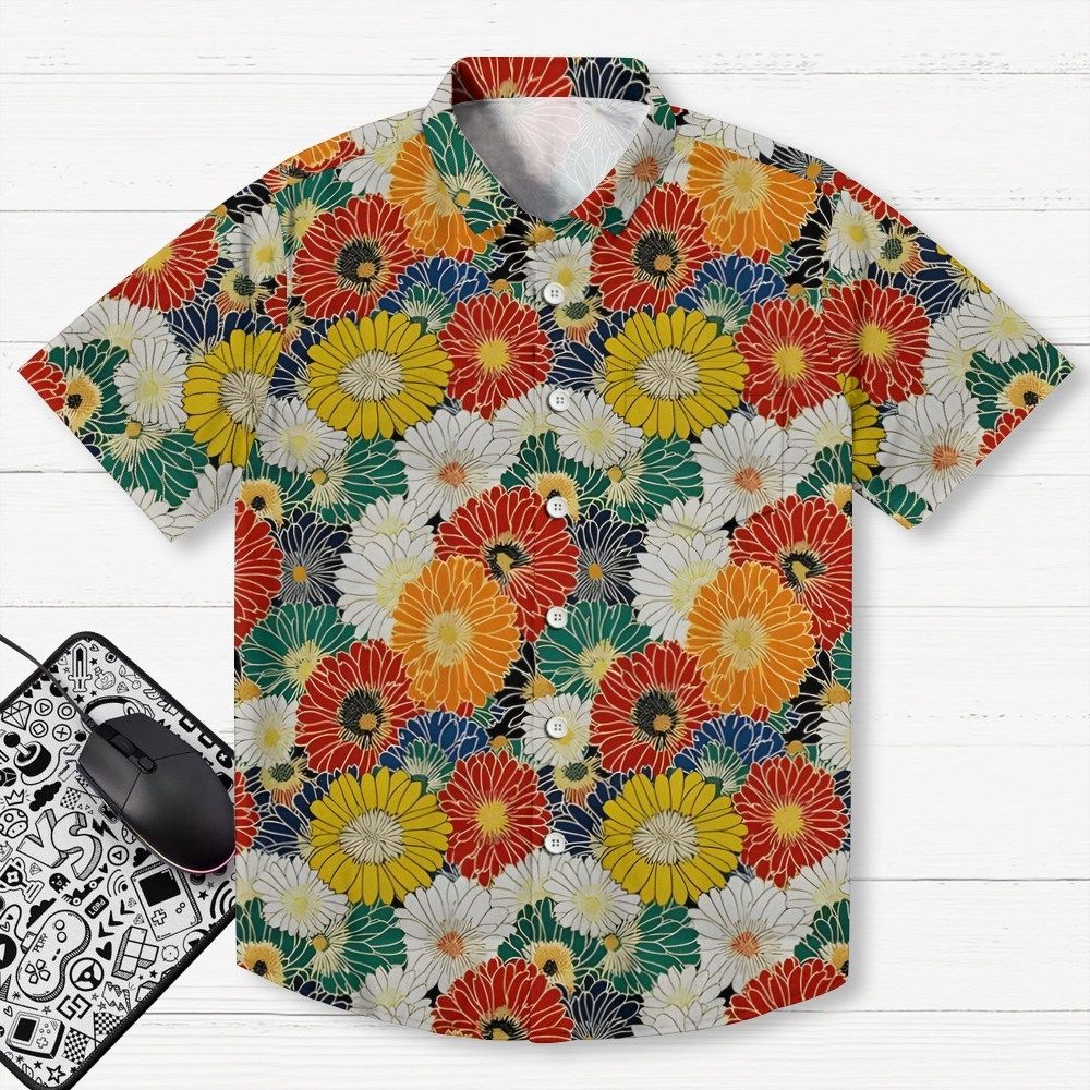 Colorful Chrysanthemums Button-up Shirt