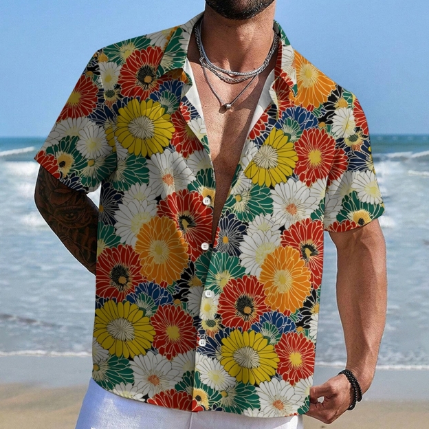 Colorful Chrysanthemums Button-up Shirt