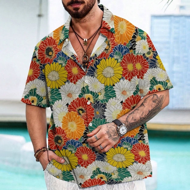 Colorful Chrysanthemums Button-up Shirt