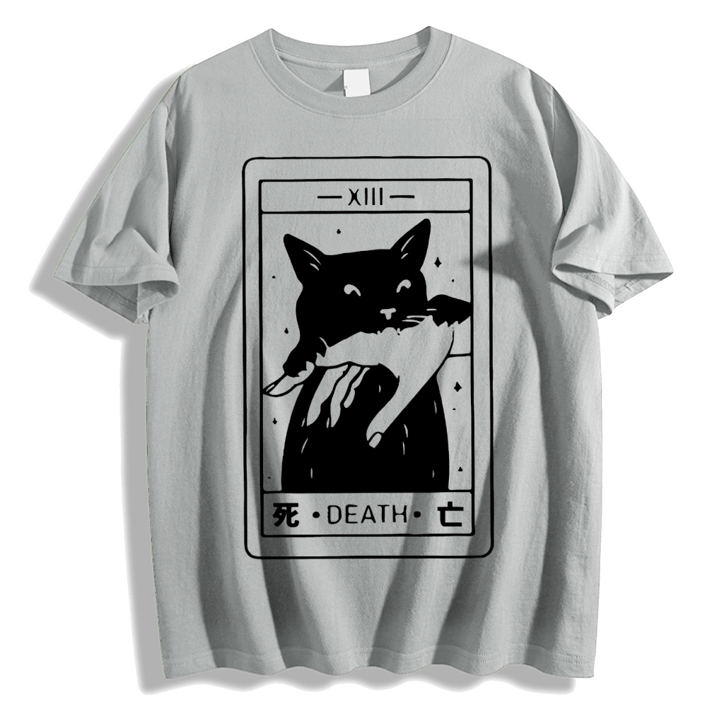 Cat Tarot Death Cotton casual T-shirt