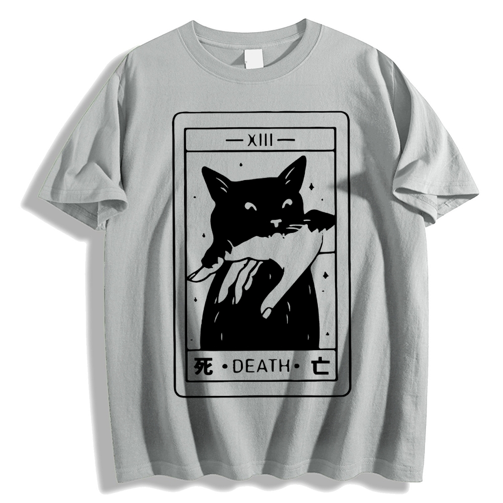 Cat Tarot Death Cotton casual T-shirt