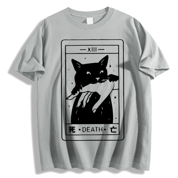Cat Tarot Death Cotton casual T-shirt