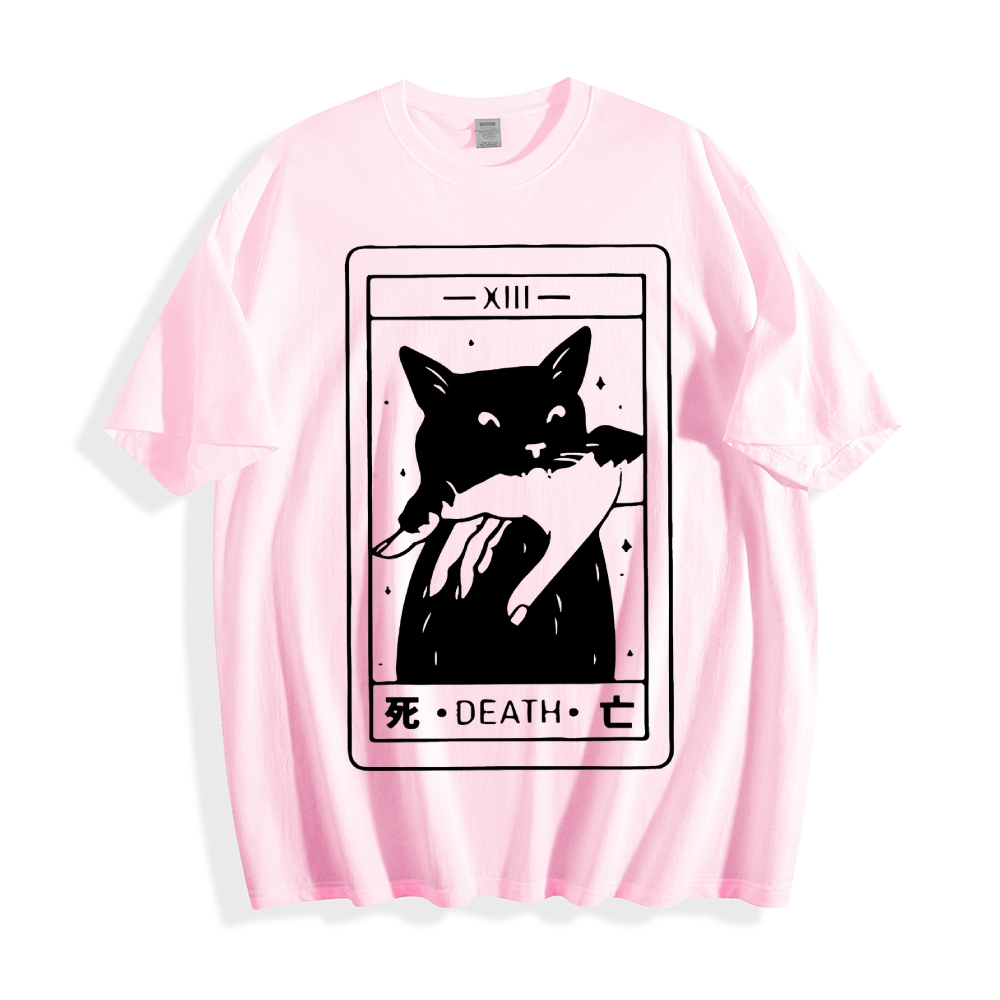 Cat Tarot Death Cotton casual T-shirt