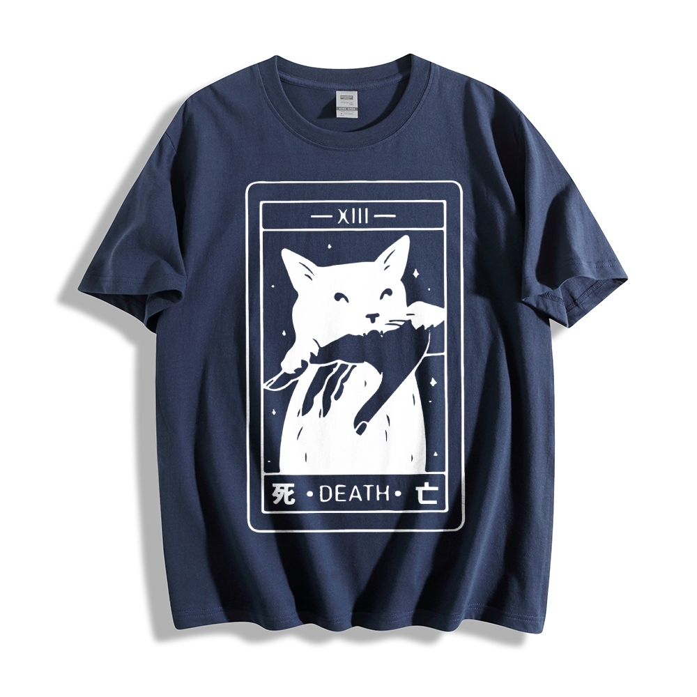 Cat Tarot Death Cotton casual T-shirt