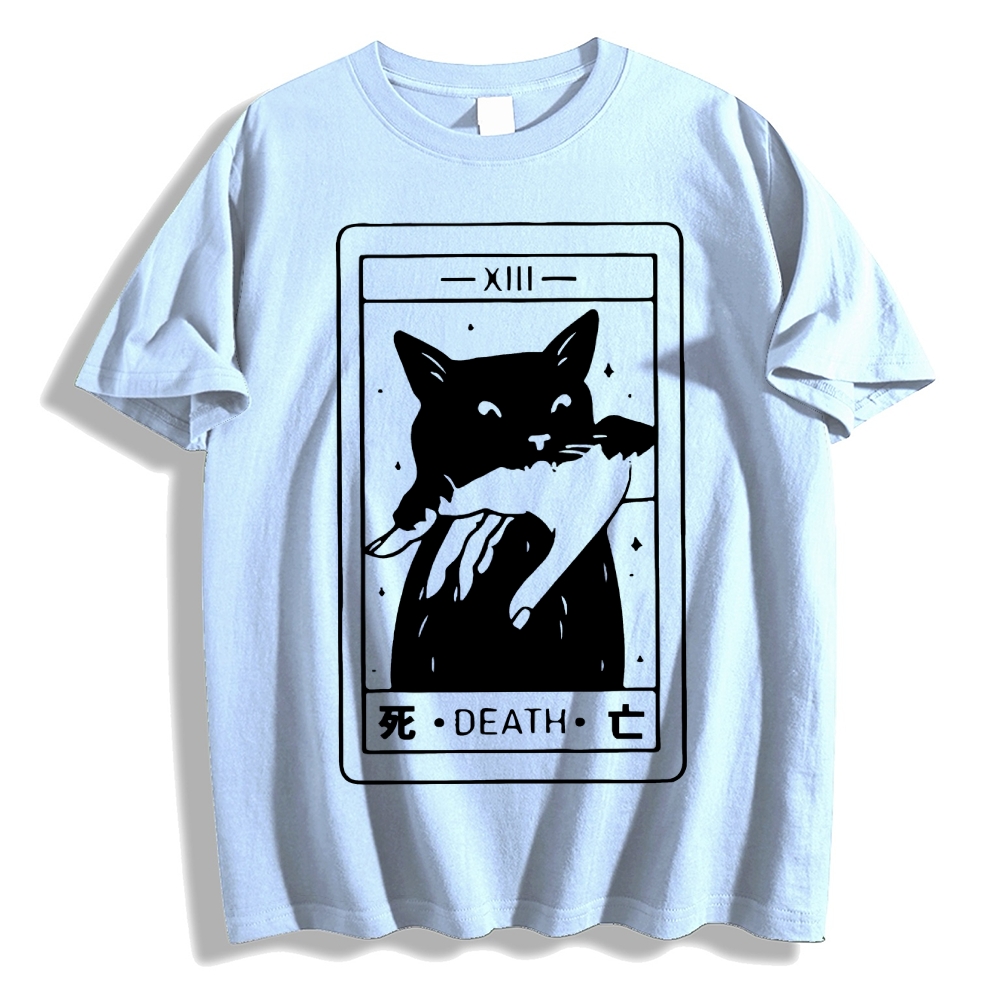 Cat Tarot Death Cotton casual T-shirt