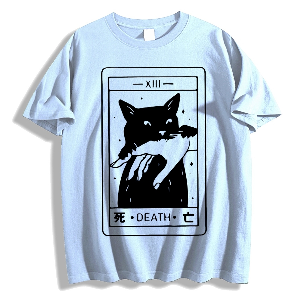 Cat Tarot Death Cotton casual T-shirt