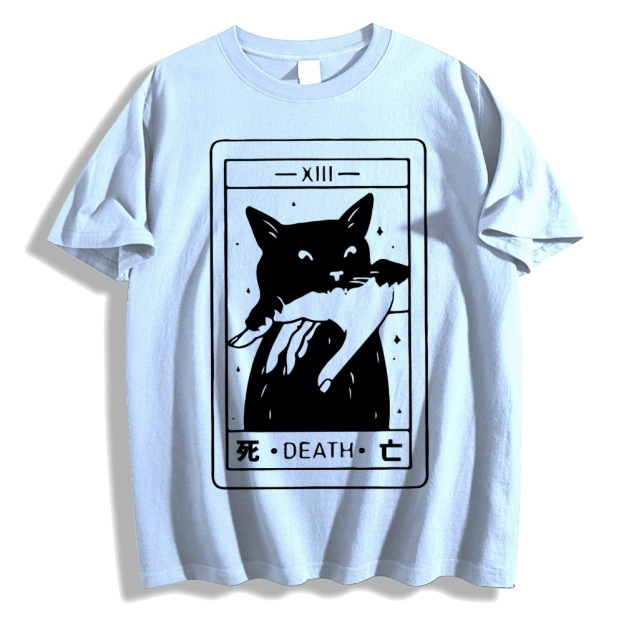 Cat Tarot Death Cotton casual T-shirt