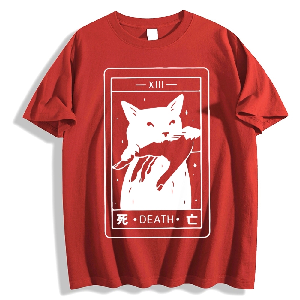 Cat Tarot Death Cotton casual T-shirt