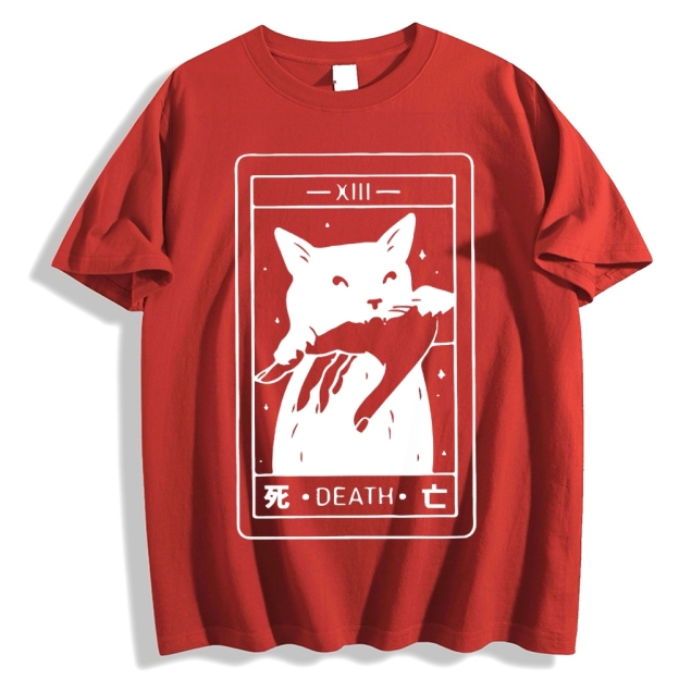 Cat Tarot Death Cotton casual T-shirt