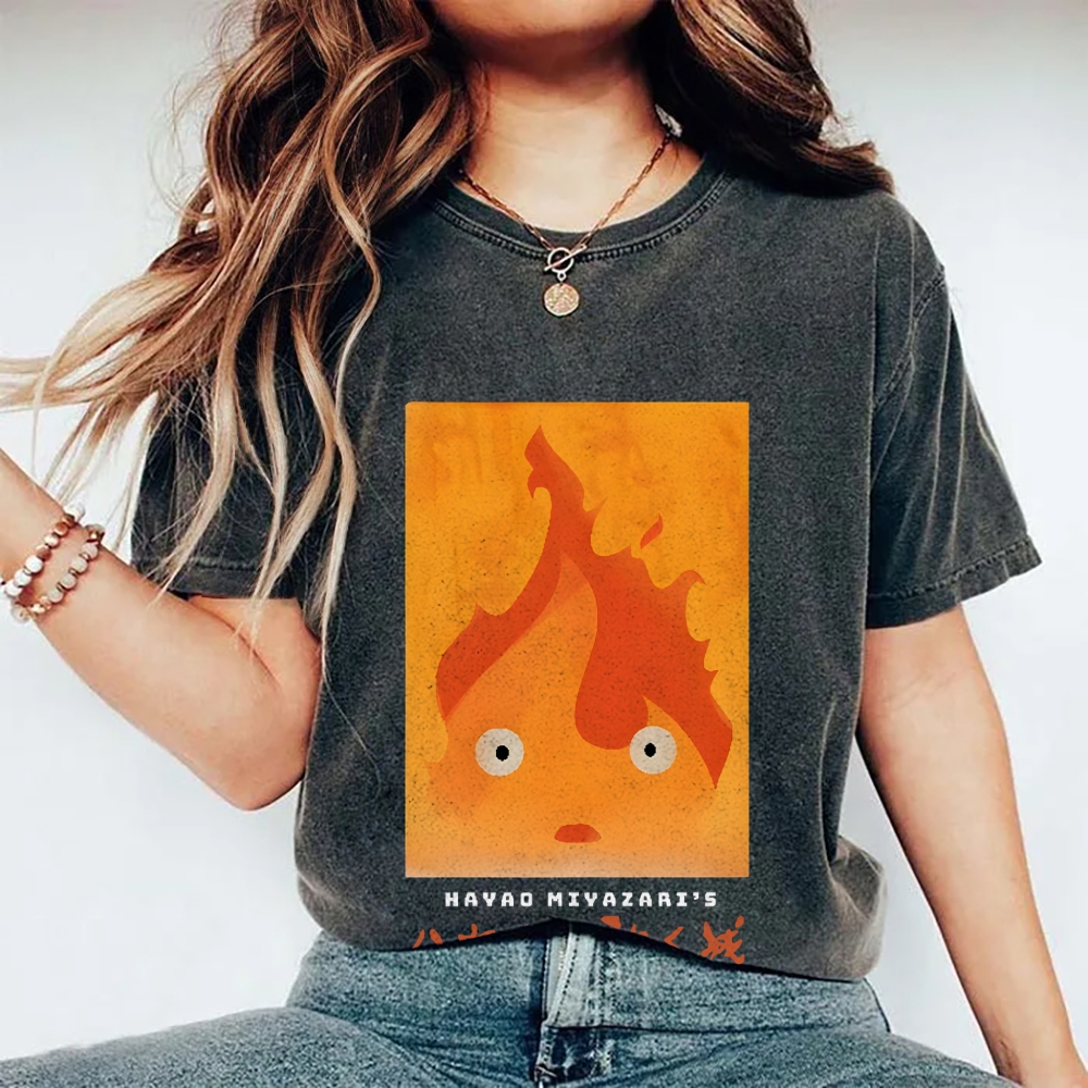 Ghibli Howl's Moving Castle Anime Vintage Wash Japanese Design T-Shirt