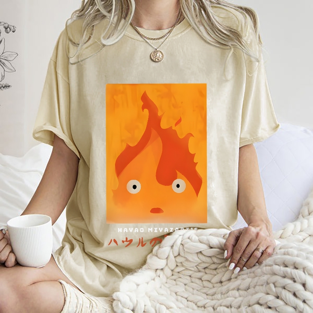 Ghibli Howl's Moving Castle Anime Vintage Wash Japanese Design T-Shirt