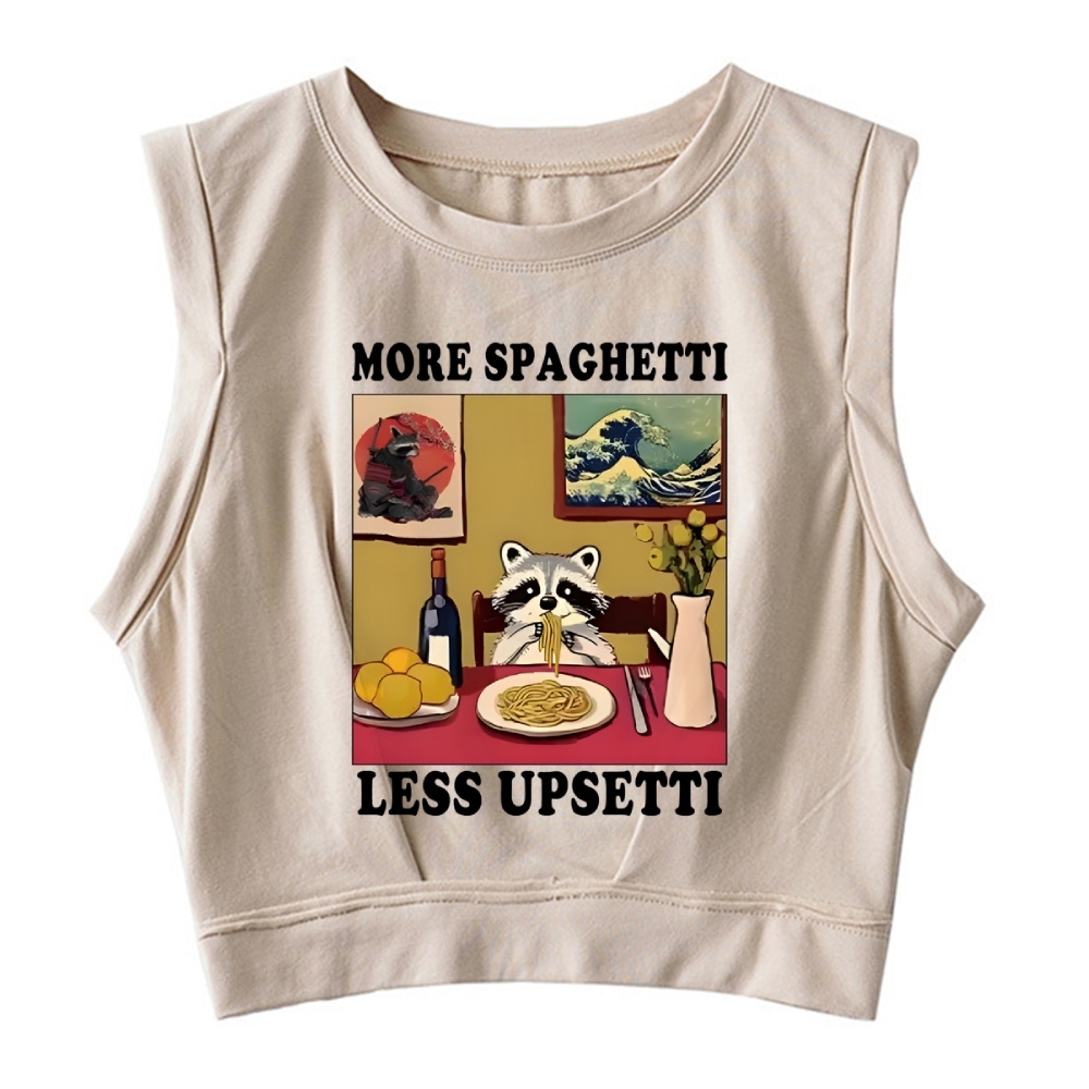 More Spaghetti Less Upsetti Japanese Sleeveless Crop Top
