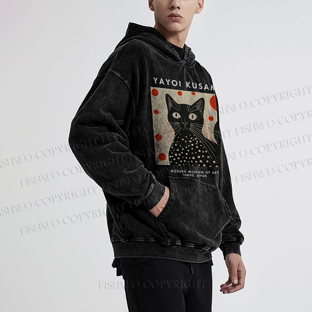 Unisex Yayoi Kusama Cat Printed Hoodies