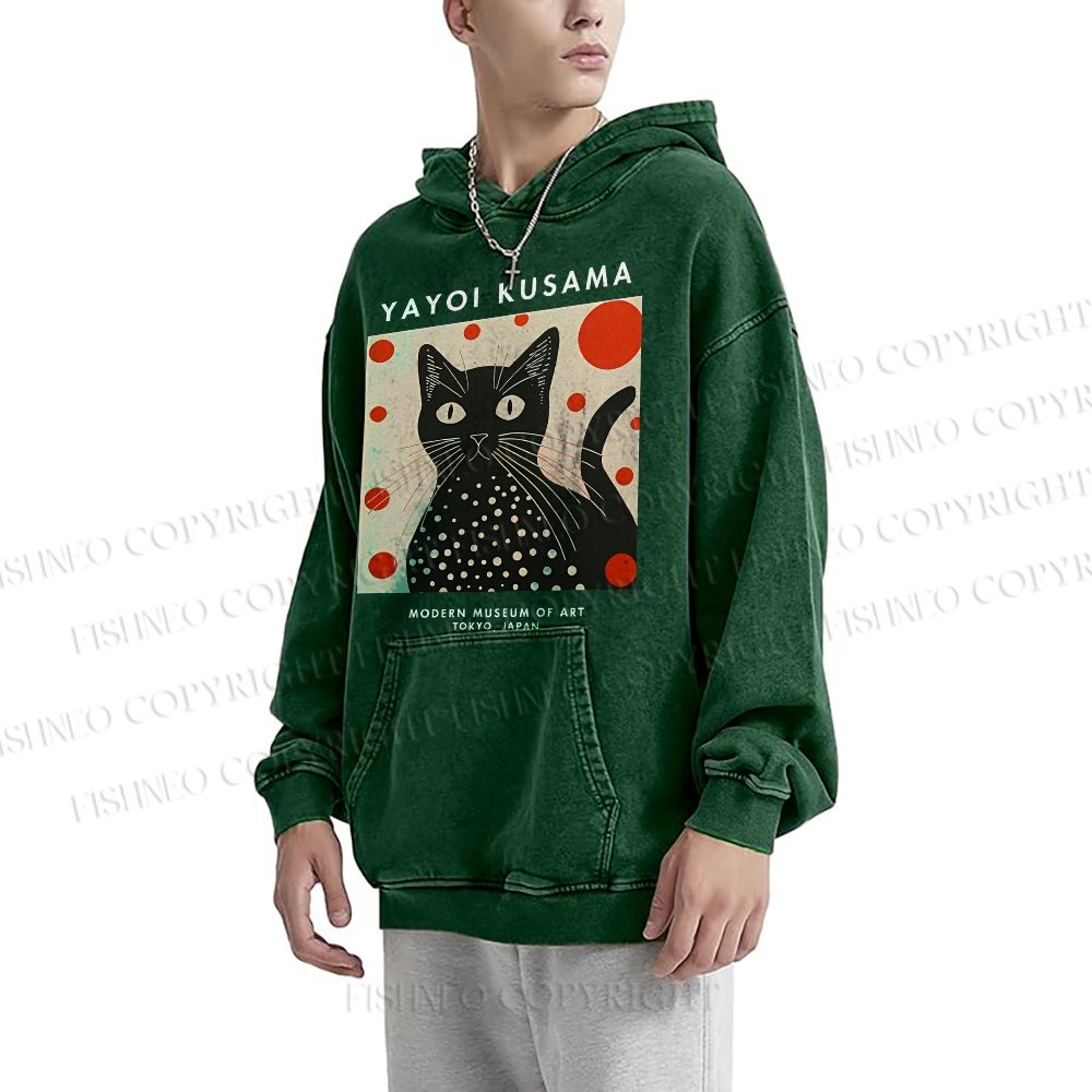 Unisex Yayoi Kusama Cat Printed Hoodies
