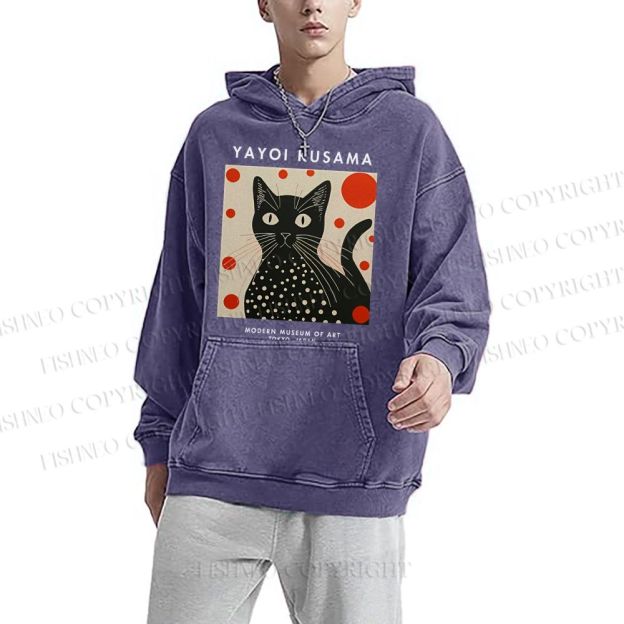 Unisex Yayoi Kusama Cat Printed Hoodies