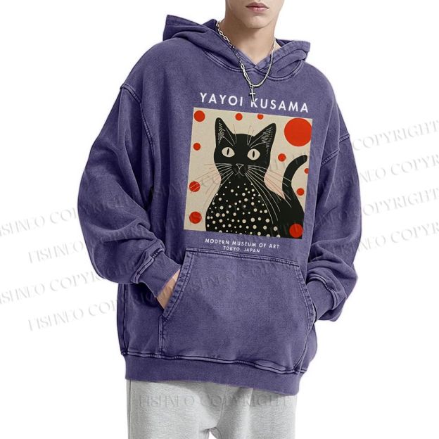 Unisex Yayoi Kusama Cat Printed Hoodies