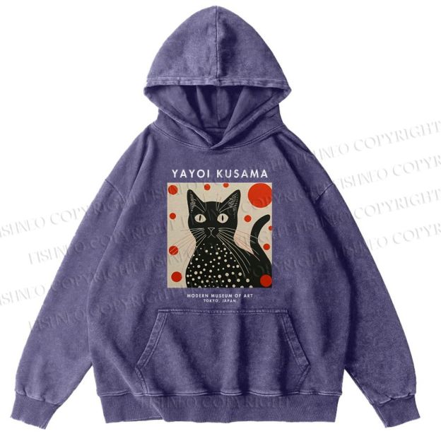 Unisex Yayoi Kusama Cat Printed Hoodies