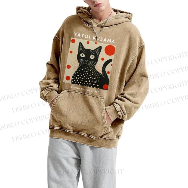 Unisex Yayoi Kusama Cat Printed Hoodies