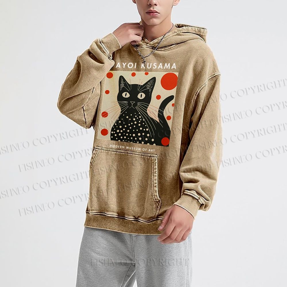 Unisex Yayoi Kusama Cat Printed Hoodies
