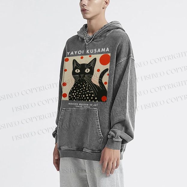 Unisex Yayoi Kusama Cat Printed Hoodies
