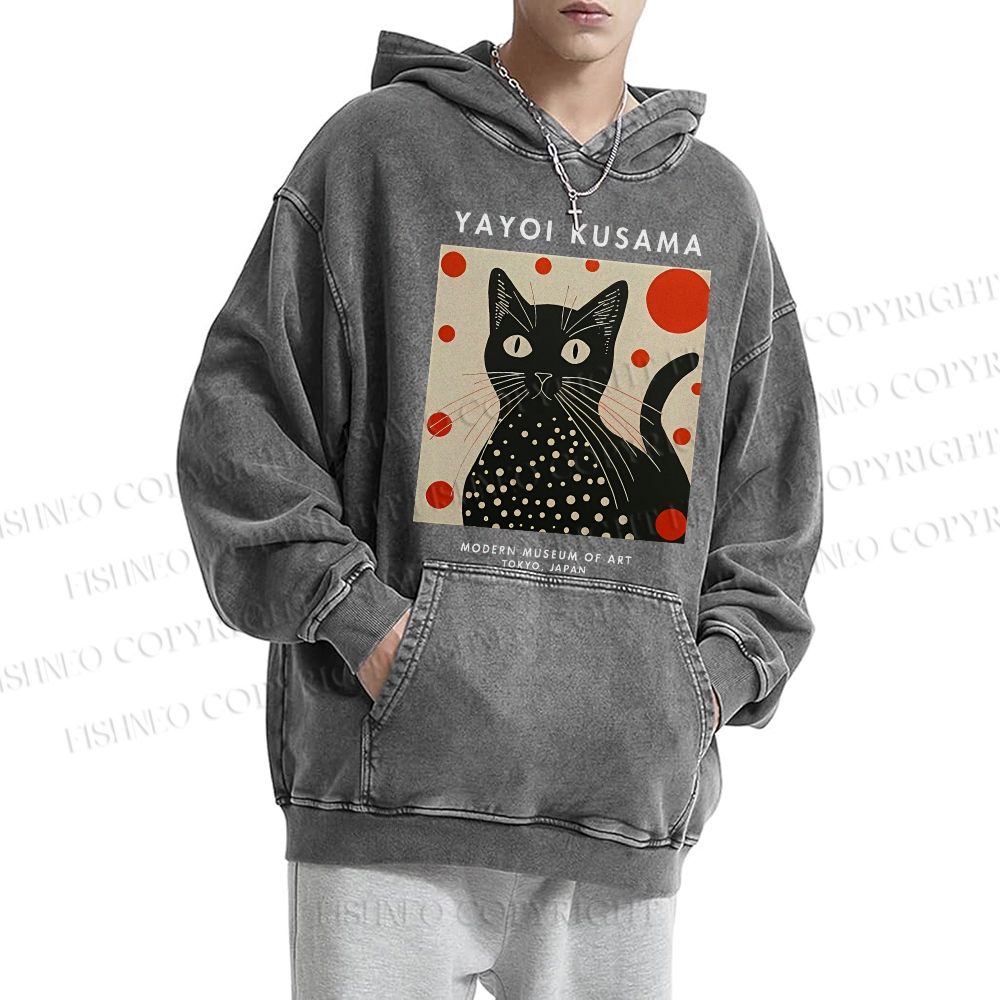 Unisex Yayoi Kusama Cat Printed Hoodies