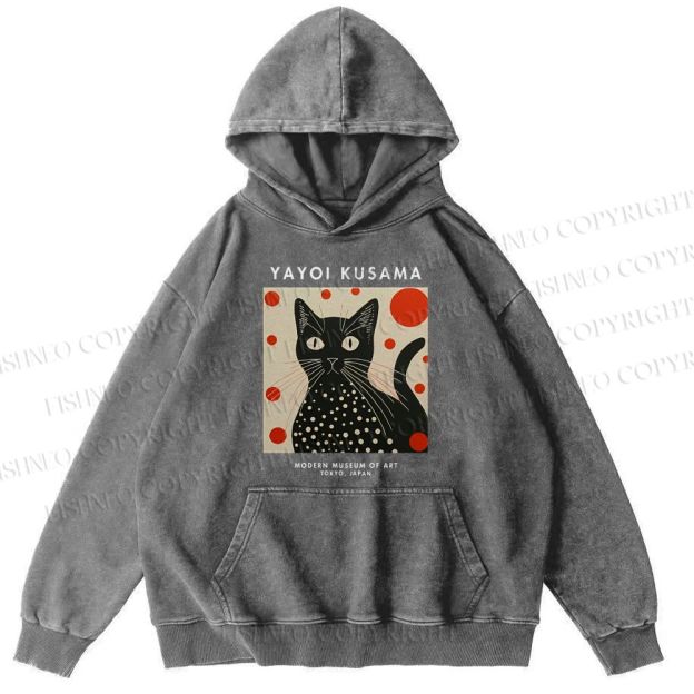 Unisex Yayoi Kusama Cat Printed Hoodies