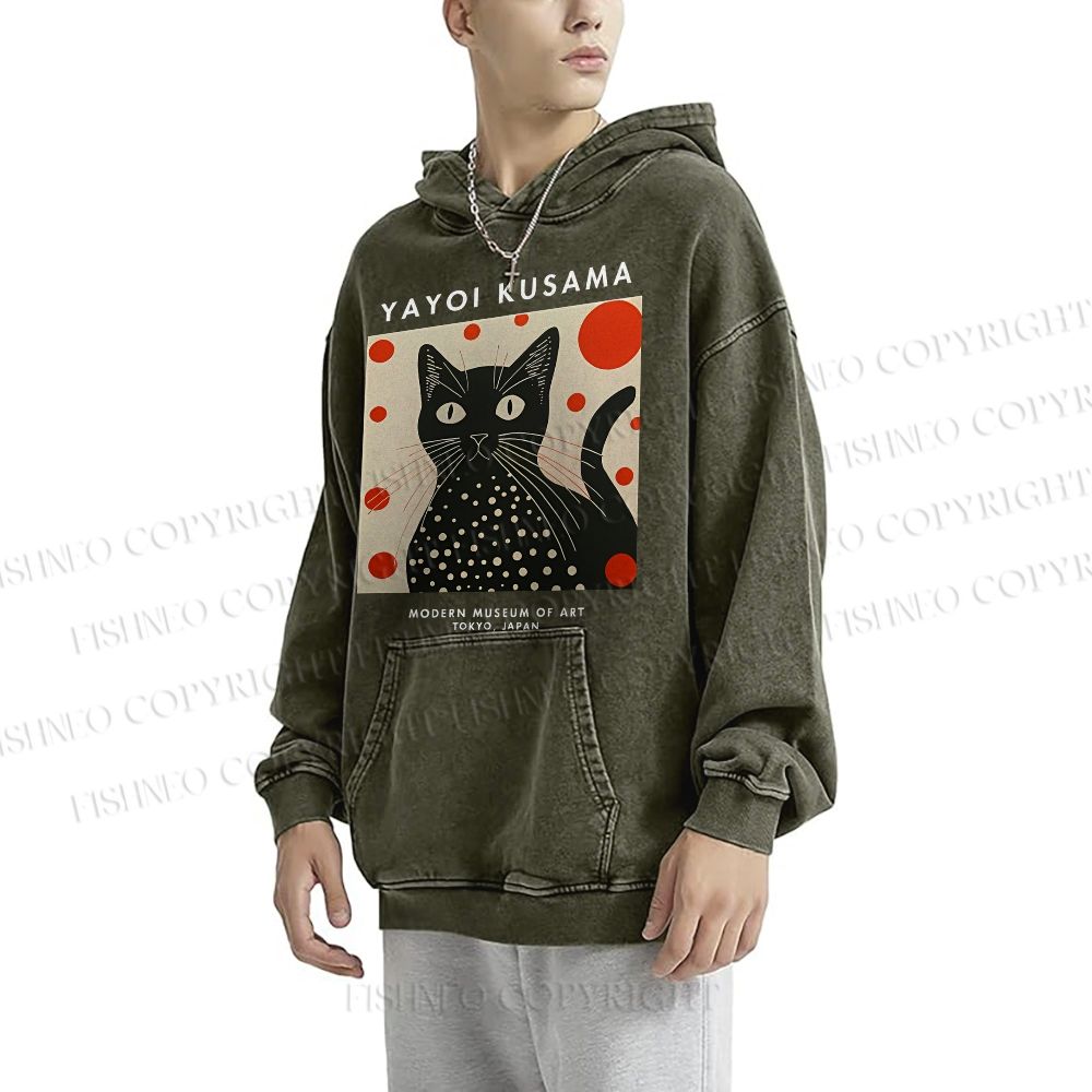 Unisex Yayoi Kusama Cat Printed Hoodies
