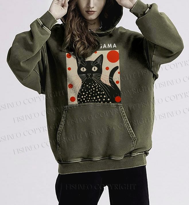Unisex Yayoi Kusama Cat Printed Hoodies