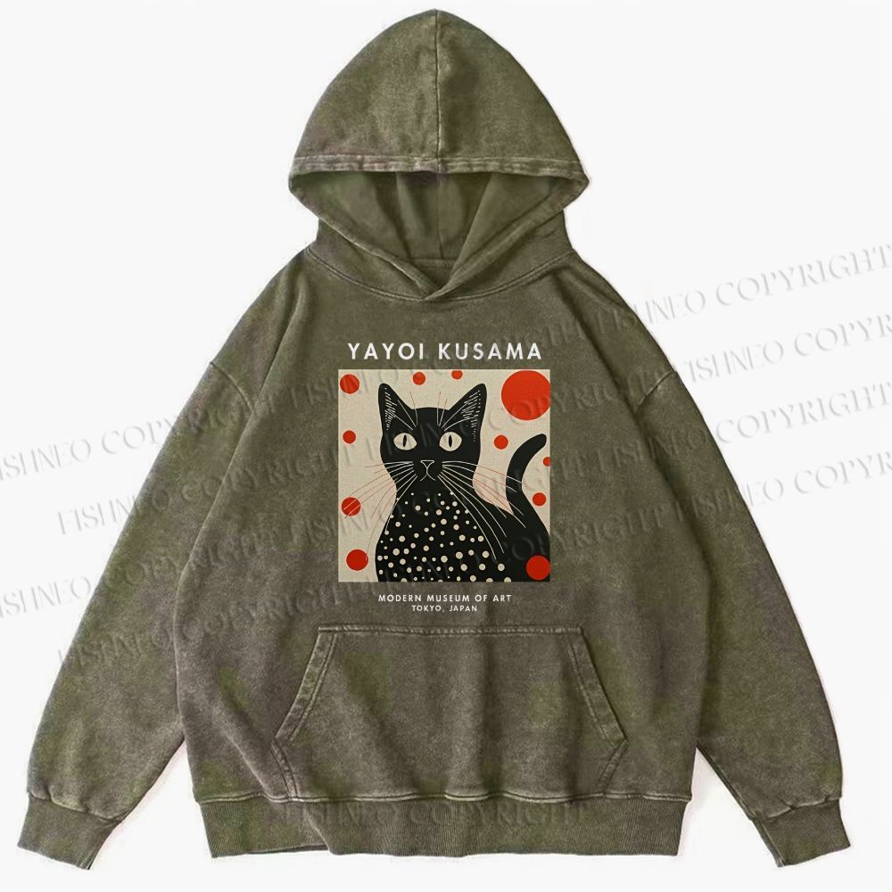 Unisex Yayoi Kusama Cat Printed Hoodies