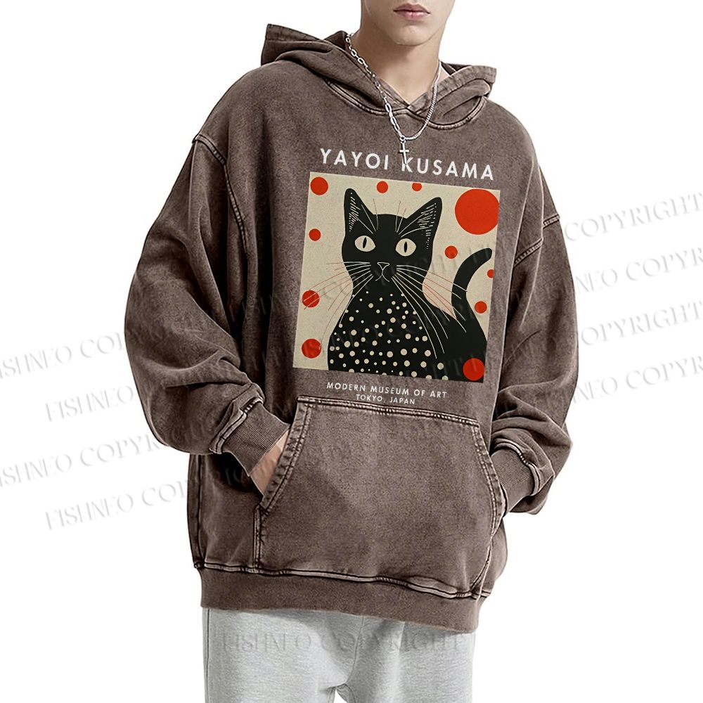Unisex Yayoi Kusama Cat Printed Hoodies