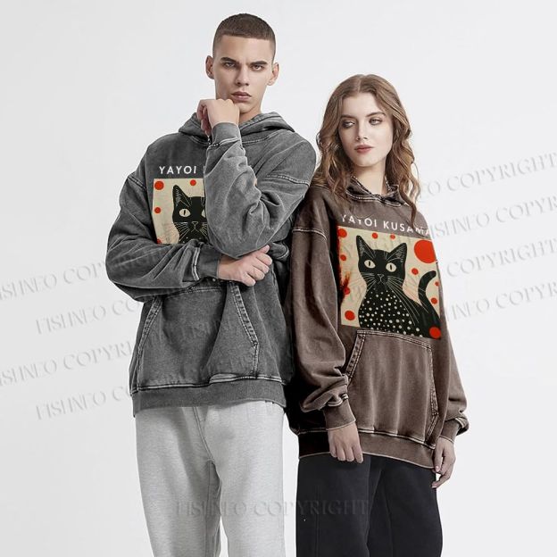 Unisex Yayoi Kusama Cat Printed Hoodies