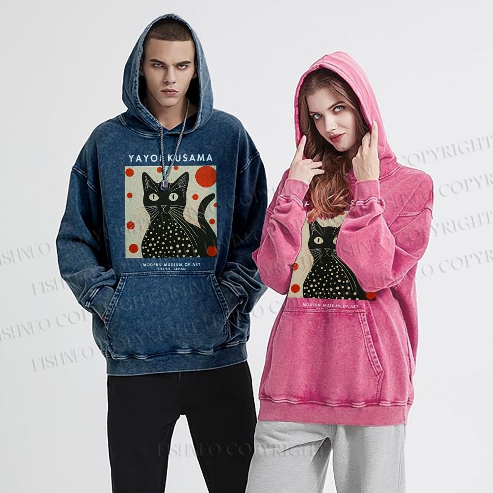 Unisex Yayoi Kusama Cat Printed Hoodies