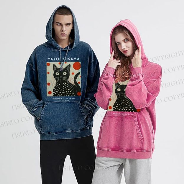 Unisex Yayoi Kusama Cat Printed Hoodies