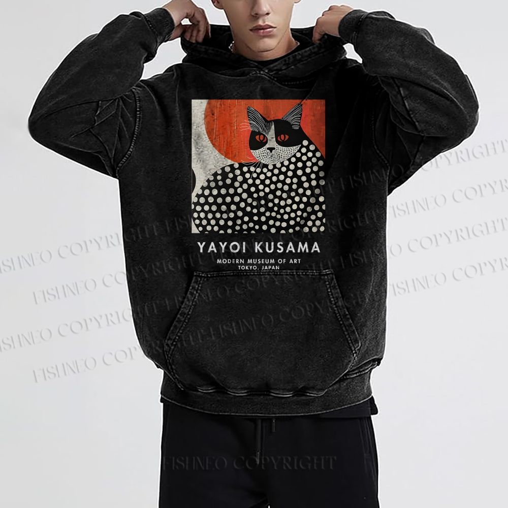 Unisex Yayoi Kusama Cat Printed Hoodies