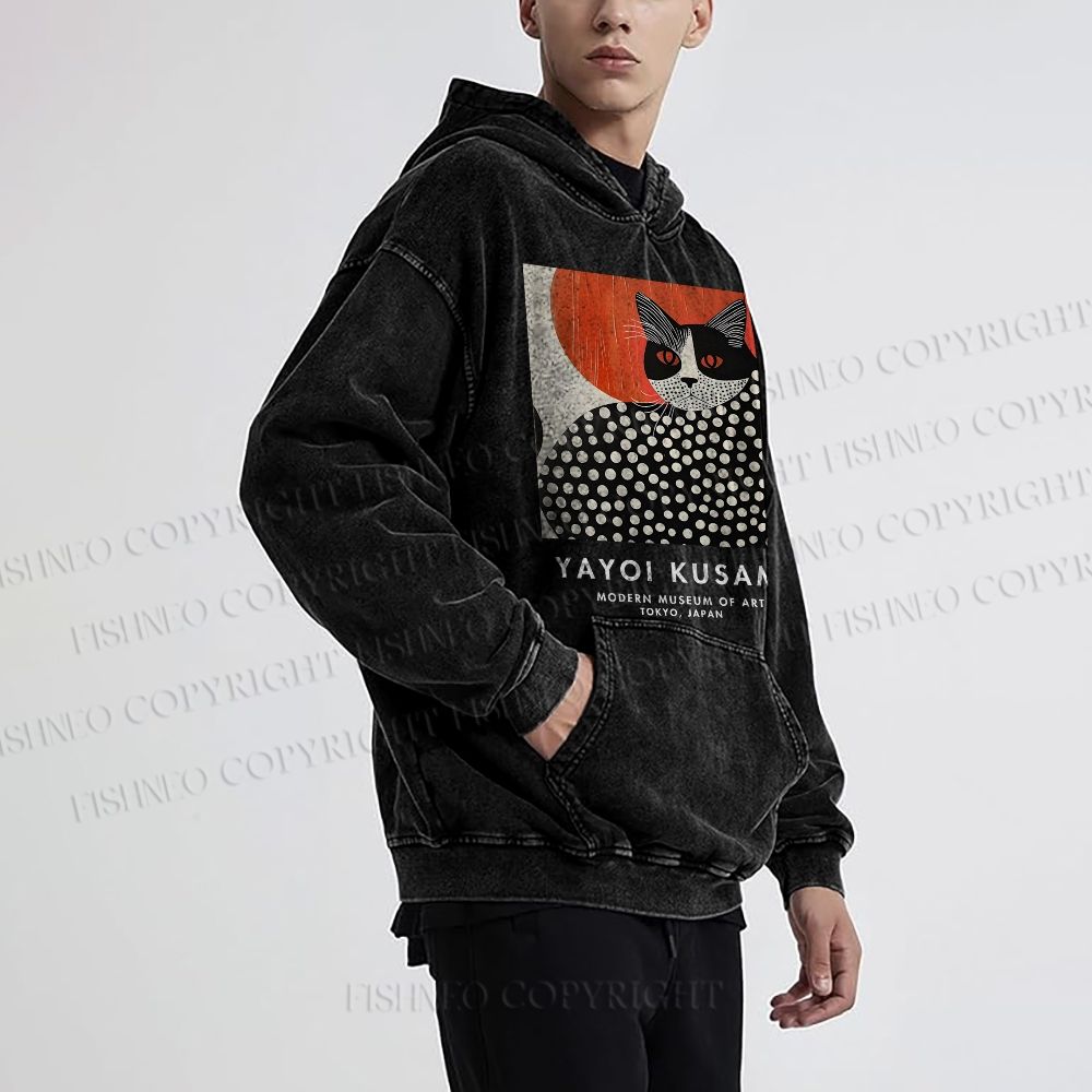 Unisex Yayoi Kusama Cat Printed Hoodies