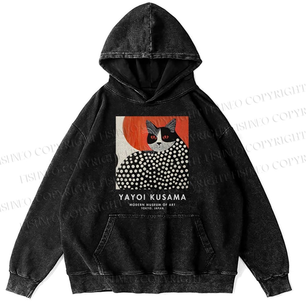 Unisex Yayoi Kusama Cat Printed Hoodies