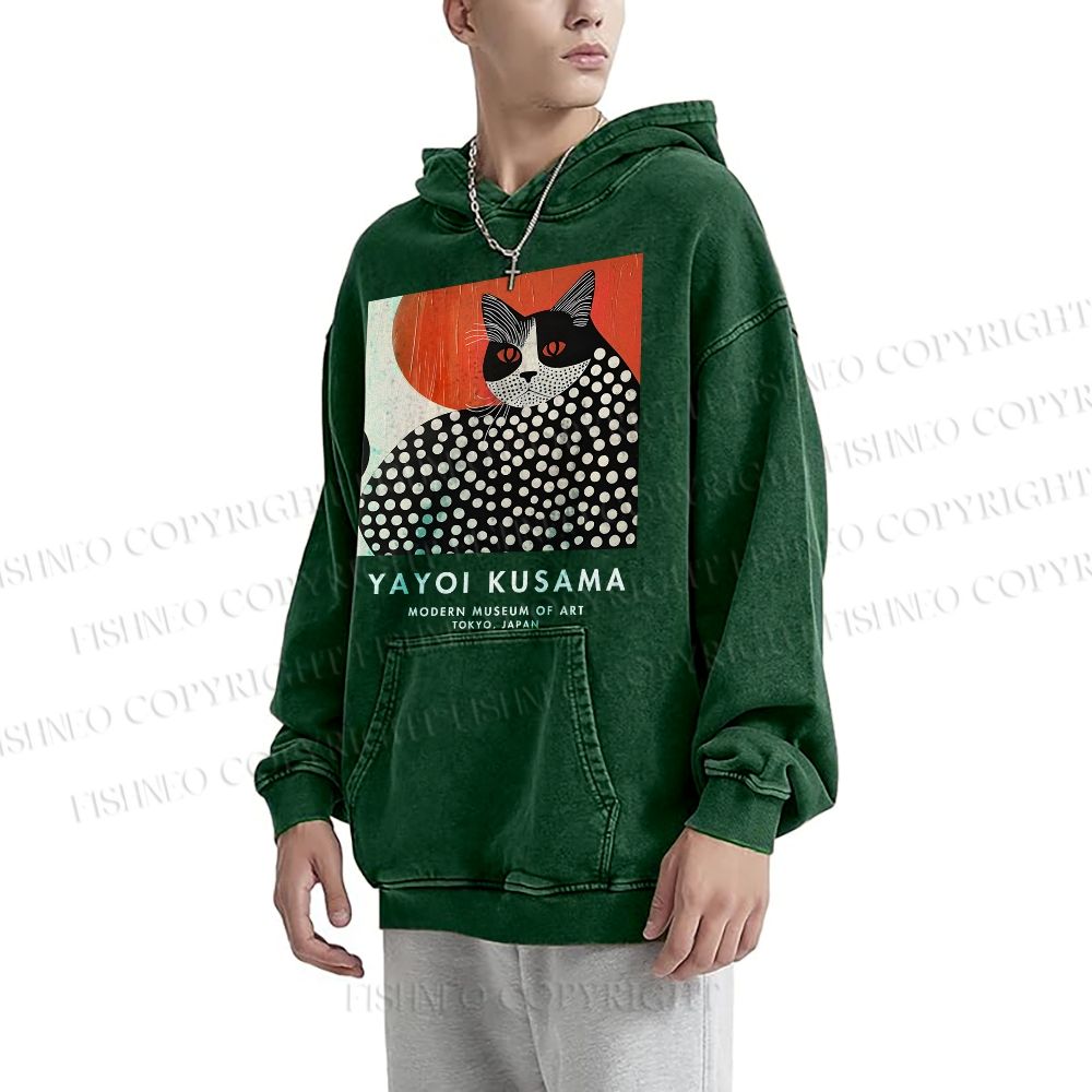 Unisex Yayoi Kusama Cat Printed Hoodies