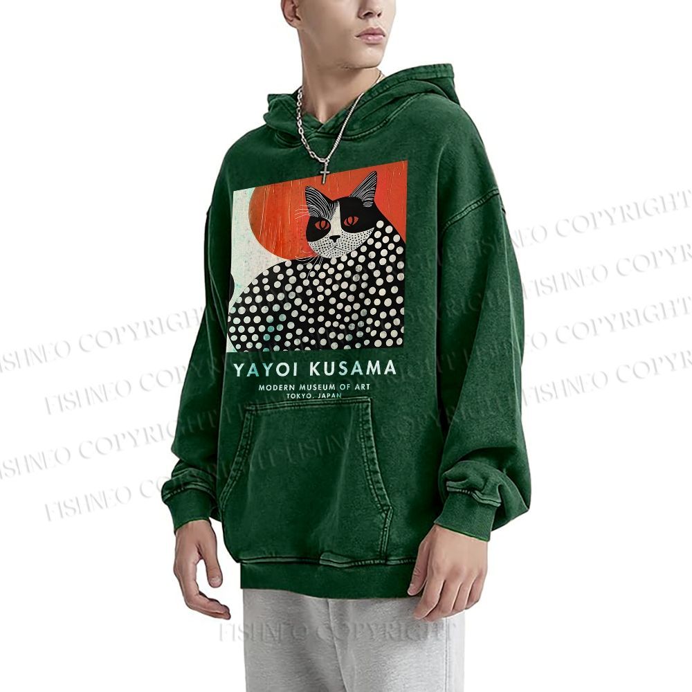 Unisex Yayoi Kusama Cat Printed Hoodies