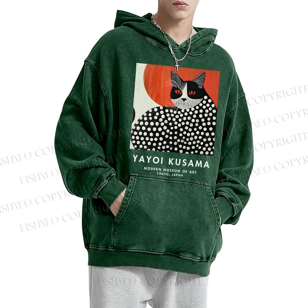 Unisex Yayoi Kusama Cat Printed Hoodies