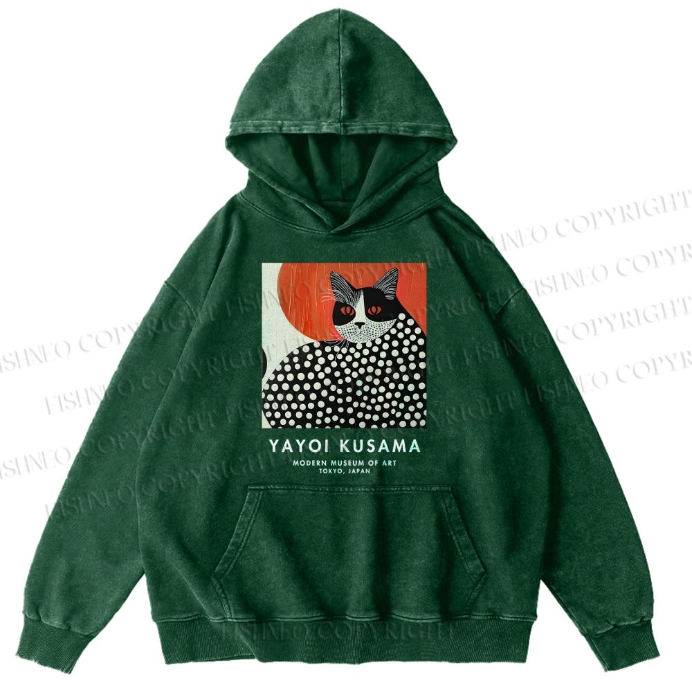 Unisex Yayoi Kusama Cat Printed Hoodies