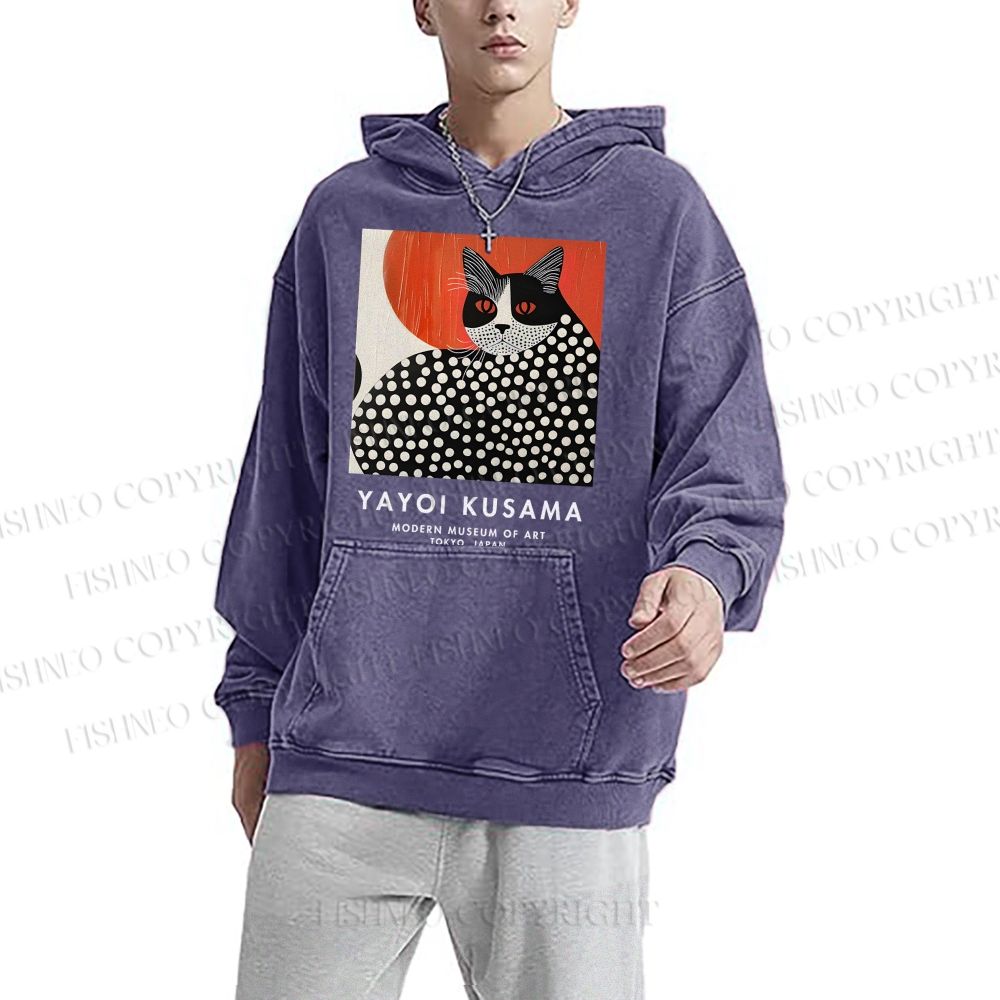 Unisex Yayoi Kusama Cat Printed Hoodies