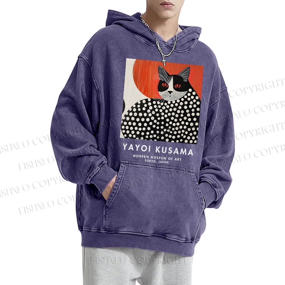 Unisex Yayoi Kusama Cat Printed Hoodies
