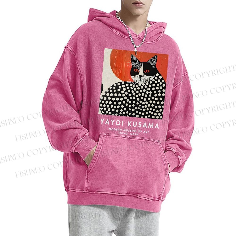 Unisex Yayoi Kusama Cat Printed Hoodies
