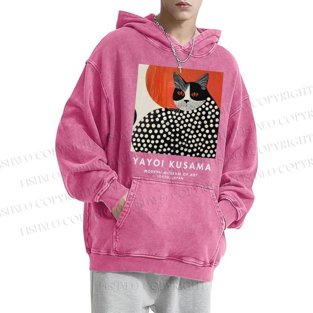 Unisex Yayoi Kusama Cat Printed Hoodies