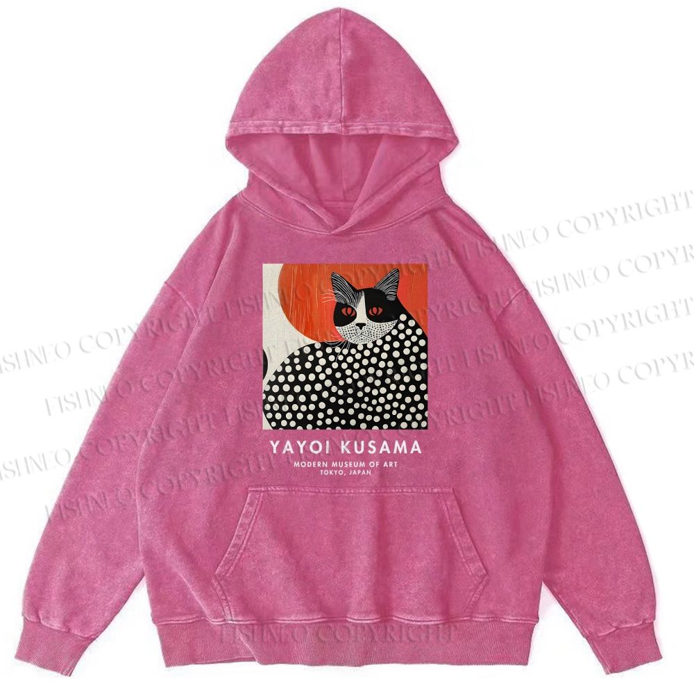 Unisex Yayoi Kusama Cat Printed Hoodies