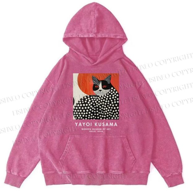 Unisex Yayoi Kusama Cat Printed Hoodies