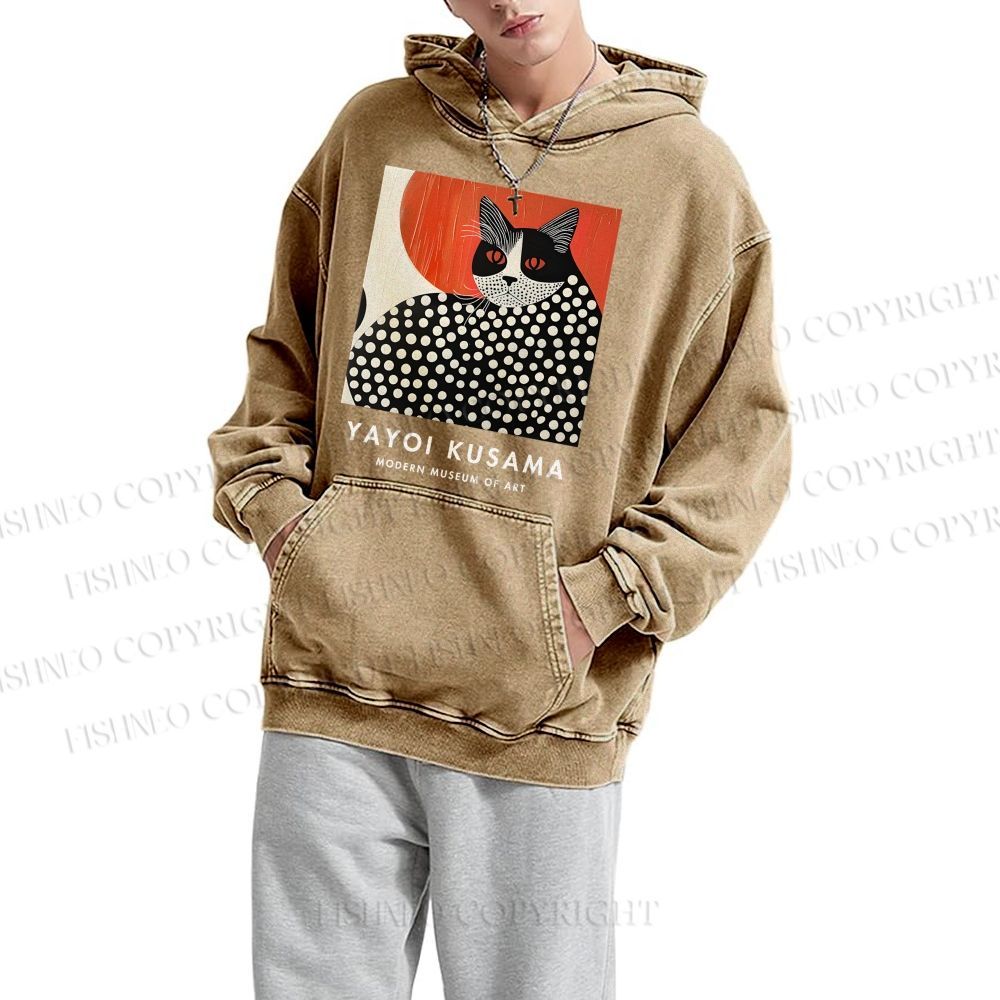 Unisex Yayoi Kusama Cat Printed Hoodies