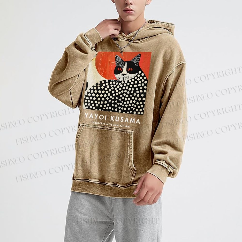Unisex Yayoi Kusama Cat Printed Hoodies