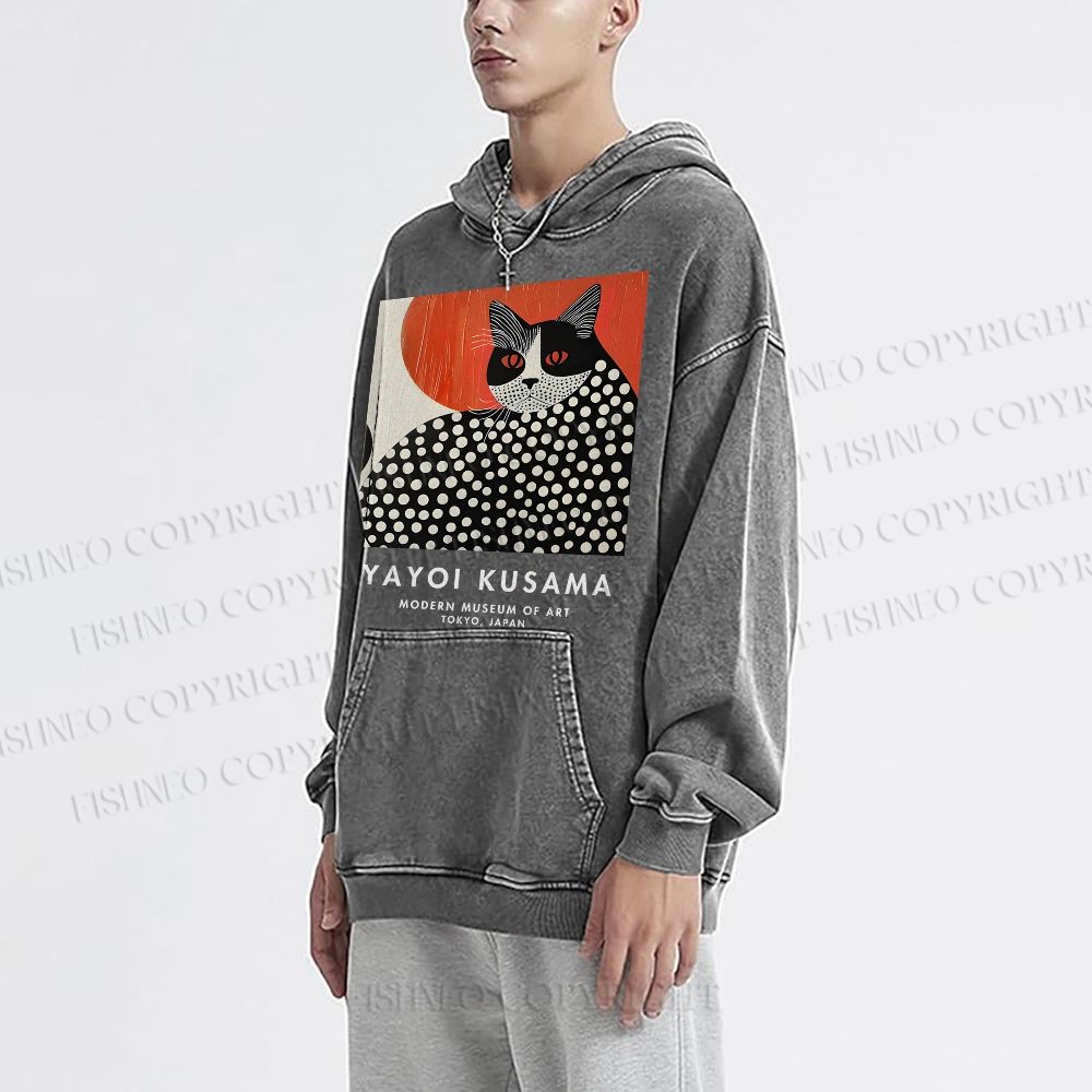Unisex Yayoi Kusama Cat Printed Hoodies