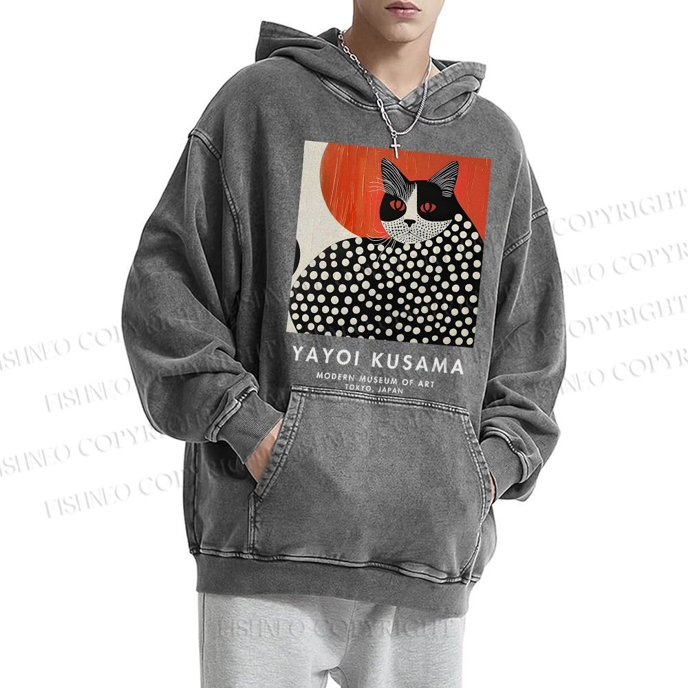 Unisex Yayoi Kusama Cat Printed Hoodies